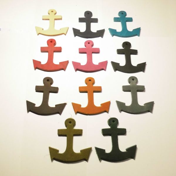 Schlüsselanhänger Rohling " Anker"  aus Fettleder versch. Farben